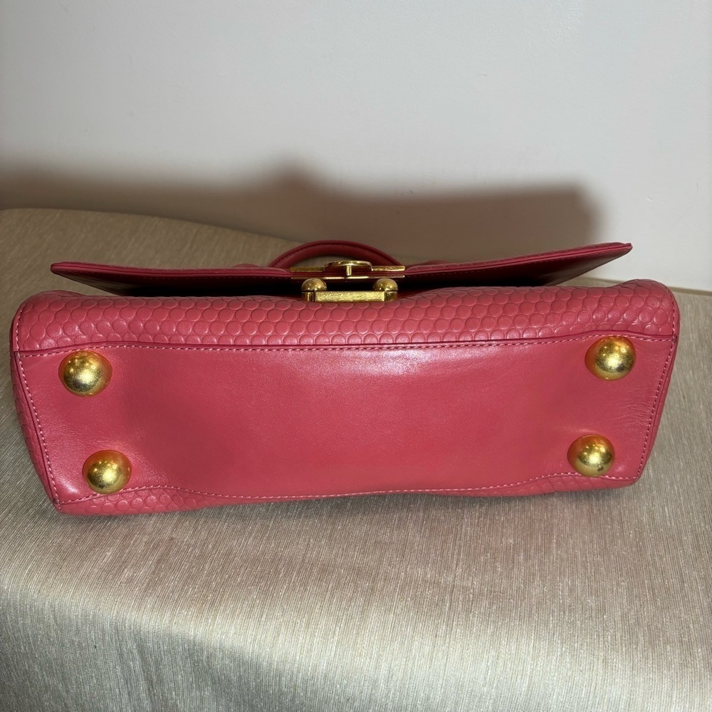 ANNA TOSANI Bubble Gum Pink Satchel Handbag with Many Pockets Main Compartment - Picture 8 of 16